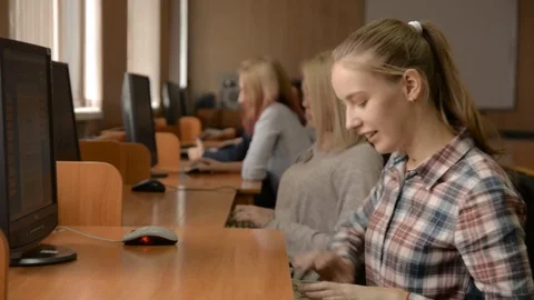 Young female student working on computer Stock Footage 80742539