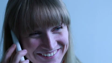 Young female talking on cell phone, happy beautiful face, close up, Stock Footage 52801162
