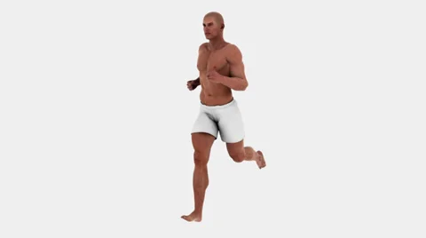 Young fit active man running with shorts with alpha mask Stock Footage 35126976