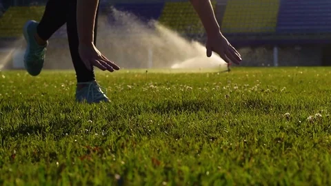 Young Fit Woman Doing Push Ups Exercise Outdoors Stock Footage