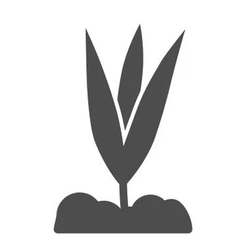 Young flower growth solid icon, spring concept, small plant with leaves symbol Stock Illustration
