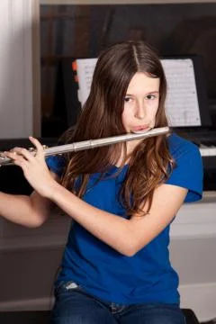 Young flute player Stock Photos