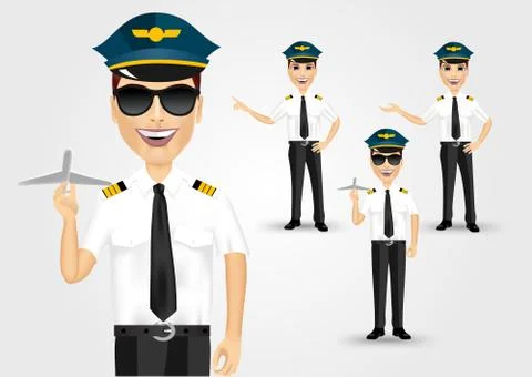 Young friendly pilot with sunglasses 스톡 일러스트