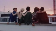 Young Friends Hanging Out In Terrace At Evening Stock Footage