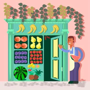 Young fruit seller Stock Illustration