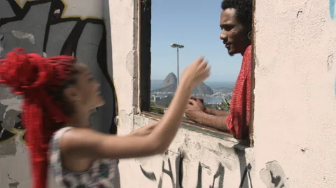 A young funky couple greeting each other Stock Footage 61292070