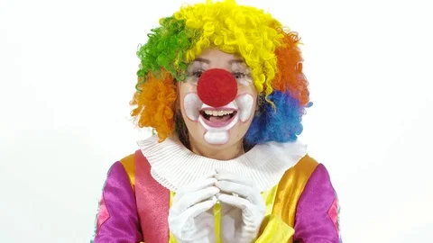 Young funny clown making faces and looking surprised Stock-Footage 70282657