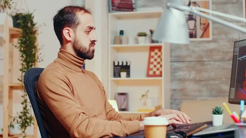 Young game developer using modern software Stock Footage 125138456