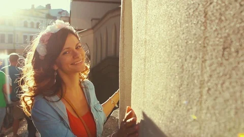 Young Girl On The Background Of Sun Rays Stock Footage 75161503