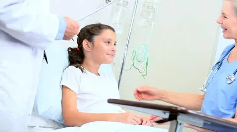 Young Girl Being Treated by Hospital Doctor Stock Footage