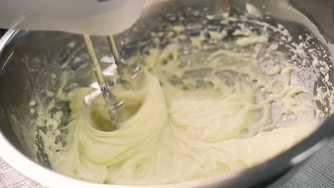 Young girl chef makes desserts. bakes sweets and cakes. makes blanks and Video stock 200346341