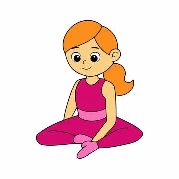 Young-girl-doing-exercise-sitting-on-floor Stock Illustration
