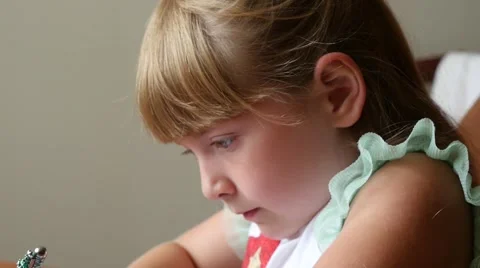 Young Girl Doing School Work Stock Footage 54583082