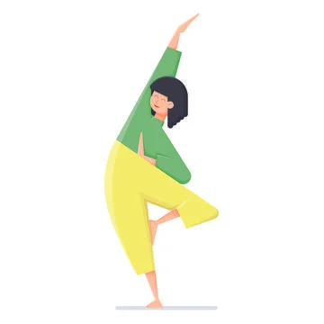 Young girl doing stretching yoga exercise. Stock Illustration