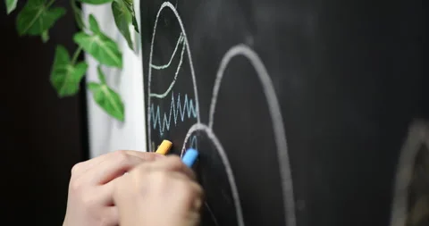 Young Girl Drawing Easter Designs on Chalkboard Stock Footage 297699687