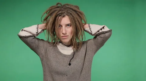 Young girl with dreadlocks Stock Footage 68774937