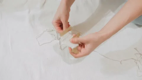 Young girl is engaged in her hobby at home Stock Footage 149437853