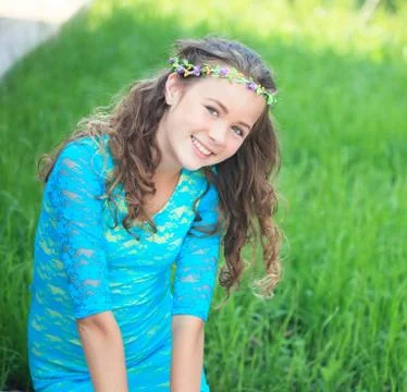 Young girl with flower Stock Photos