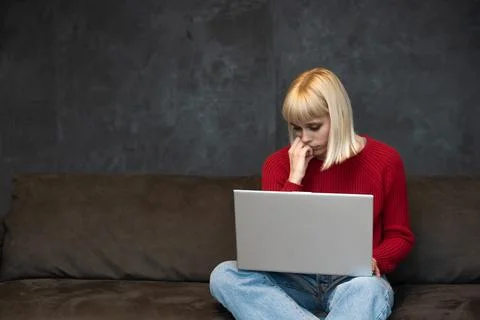 Young girl freelancer expert in programming web design marketing and advert.. Stock Photos