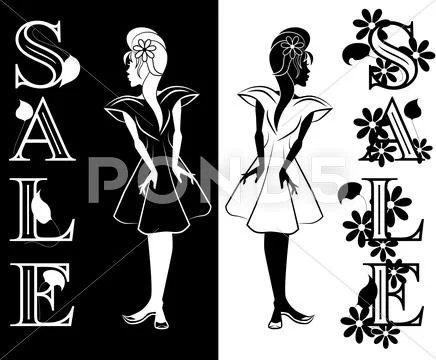 Young Girl Interested in Sale Stock Illustration