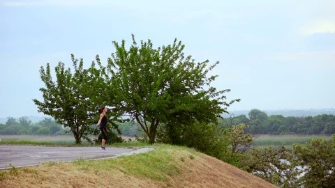Young girl jumping Stock Footage 110842080