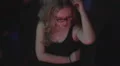 Young girl moving on nightclub dance floor, overweight problem HD Footage