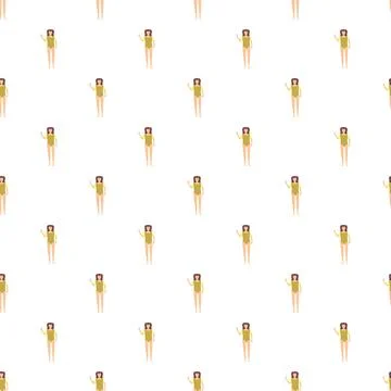 Young girl pattern waving hand seamless background イラスト素材