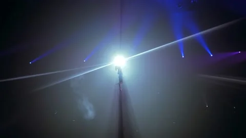 Young girl performs the acrobatic elements in the air ring Video stock 149181799