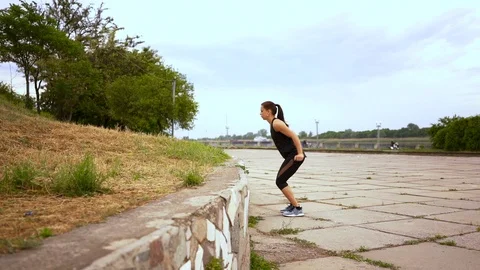 Young girl performs jumping Stock Footage 110841872