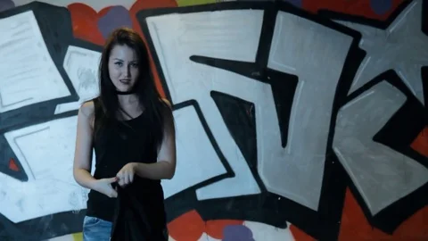 Young girl posing in the underpass. Stock-Footage 85074614