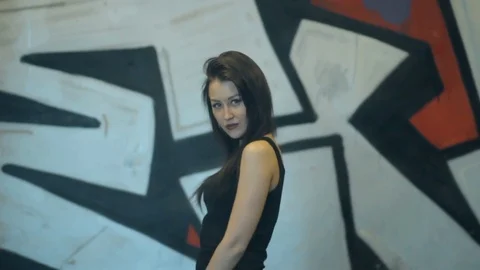 Young girl posing in the underpass. Stock Footage 85074775