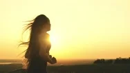 Young Girl Run Sunset. Active Female Lifestyle. Women Jogging Sunset. Leg Cardio Stock Footage