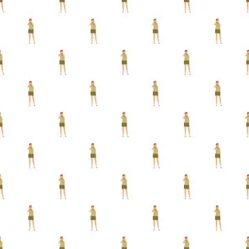 Young girl scout repeating pattern background Stock Illustration