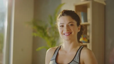 Young girl smiling looking at camera Stock Footage 231536330