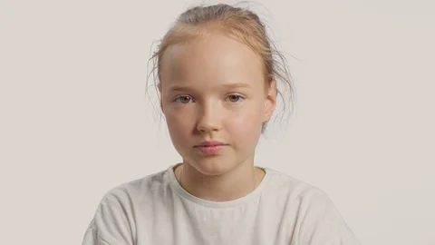 Young girl in studio making faces and have fun Stock Footage 112517524