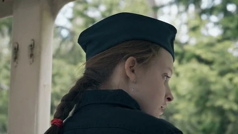 Young girl on train Stock Footage 75200417