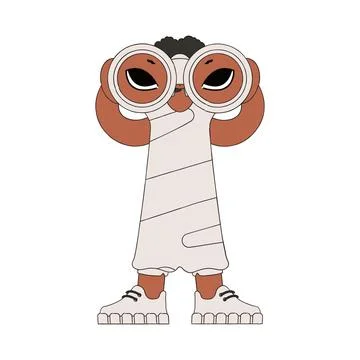 Young girl using binoculars. Finding the perfect candidate. Illustrazione stock