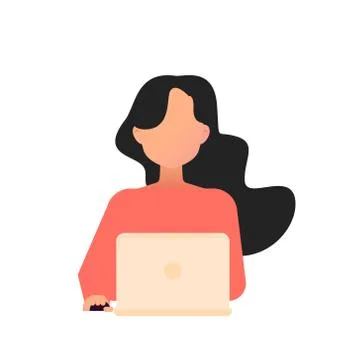 Young girl using computer Stock Illustration
