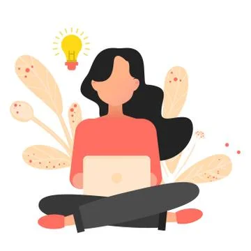 Young girl using computer Stock Illustration