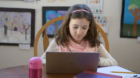Young Girl Using Laptop Computer Video stock 101625211