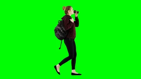 Girl With School Bag Stock Photo, Royalty-Free