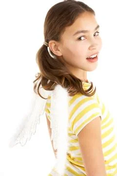 Young Girl Wearing Angel Wings Stock Photos