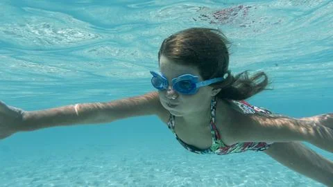Young Girl Wearing Diving Goggles Stock Photos