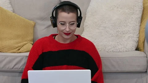 Young girl working from home during lockdown Stock Footage 141734553