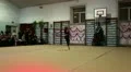Young girls gymnasts at the New Year's performance in school of gymnastics HD Footage