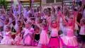Young girls gymnasts at the New Year's performance in school of gymnastics HD Footage