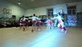 Young girls gymnasts at the New Year's performance in school of gymnastics HD Footage