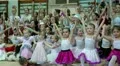 Young girls gymnasts at the New Year's performance in school of gymnastics HD Footage