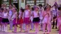 Young girls gymnasts at the New Year's performance in school of gymnastics HD Footage