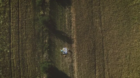 Young Girls Playing with World Map in green Field Stock Footage